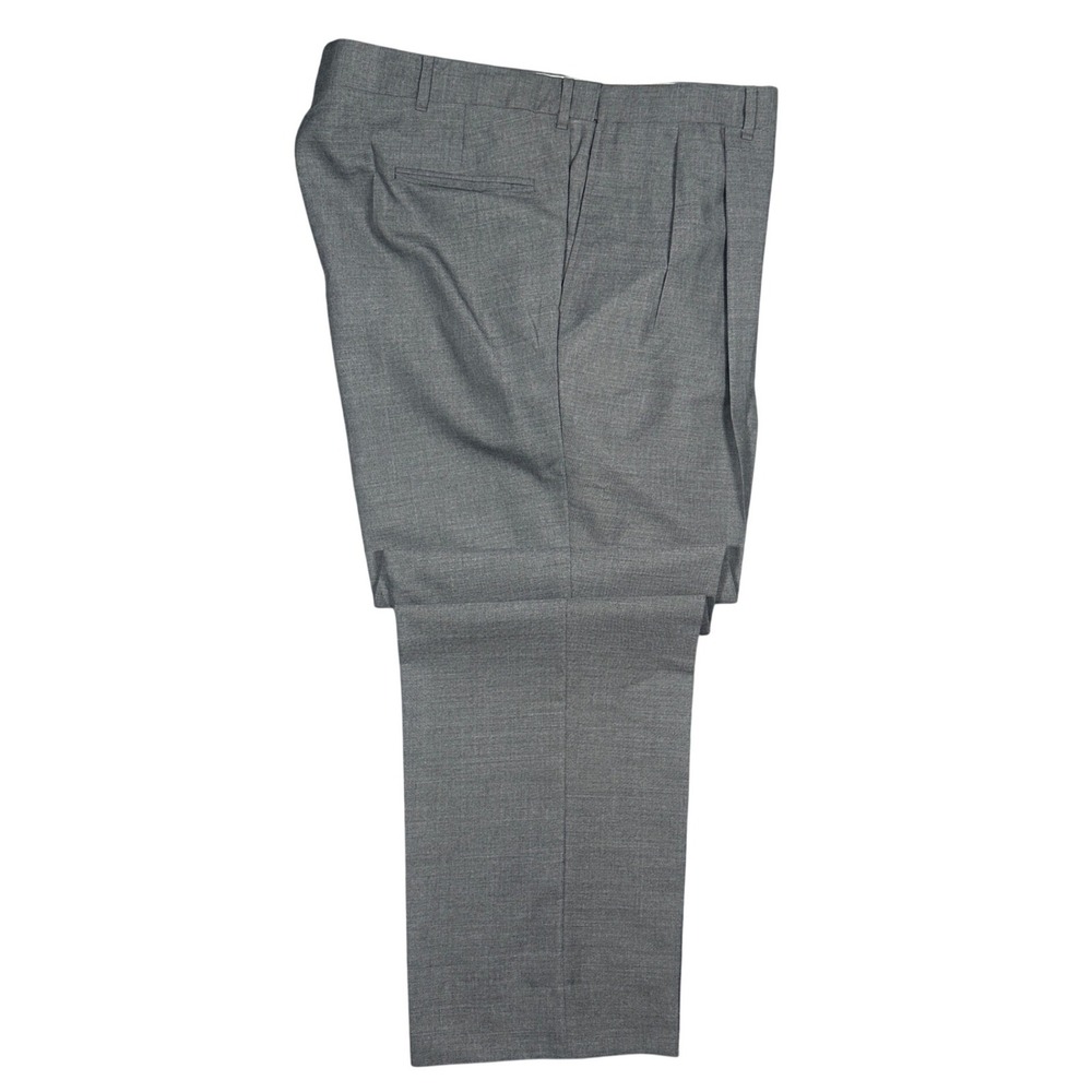 Norm Thompson Dress Pants Men 44 Long Grey Pleated Worsted Wool Blend‎